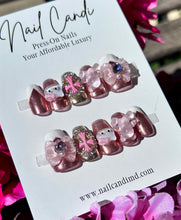 Load image into Gallery viewer, Handmade | Medium Pink Chrome Hello K!tty Nails
