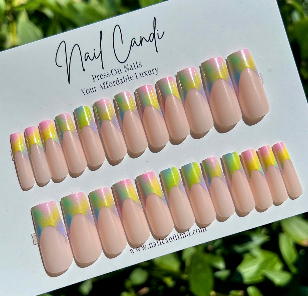 Esma | XL Colorful Pastel French Nails