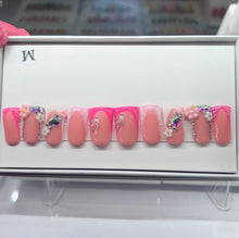 Load image into Gallery viewer, Handmade 1017| Short Pink &amp; White Duck Nails
