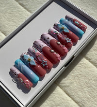 Load image into Gallery viewer, Handmade 1045| XL Pastel 3D Flower Nails
