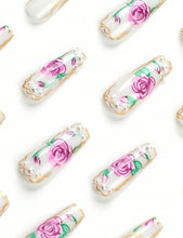 Load image into Gallery viewer, Poppy | Long Coffin White Floral Pearl Nails
