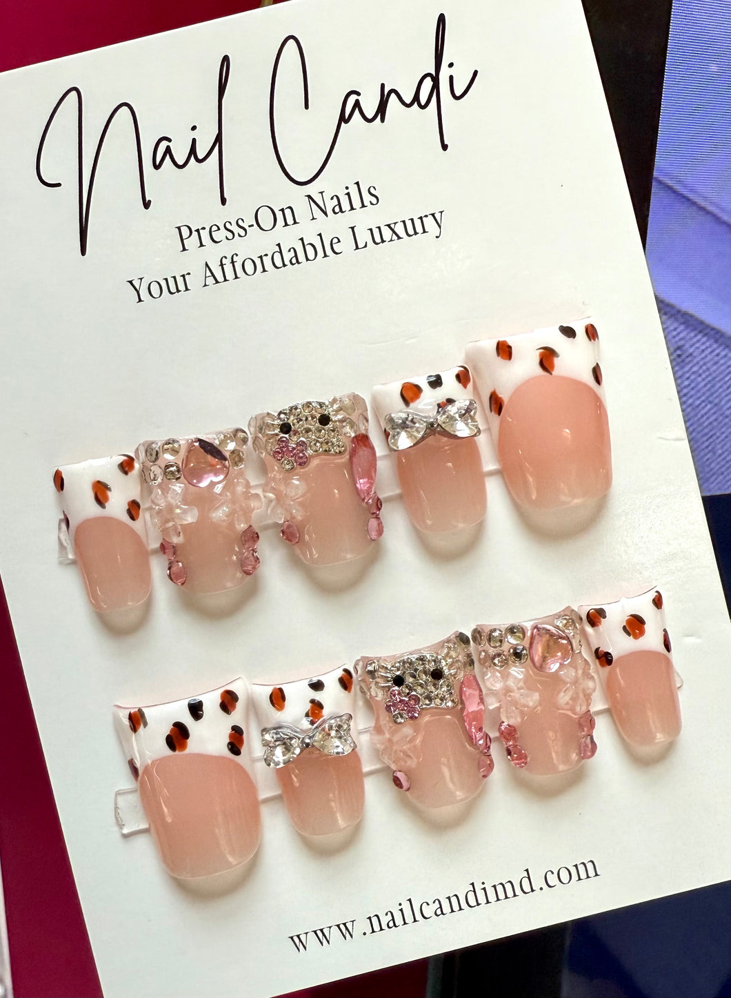 Handmade Leopard French Hello Kitty Duck Nails