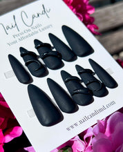 Load image into Gallery viewer, Handmade | Long Stiletto Matte Black Snake Nails
