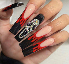 Load image into Gallery viewer, Extra Long Tapered Square Rhinestone Scream Nails
