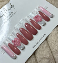 Load image into Gallery viewer, Handmade French 3D Pink Flower Nails
