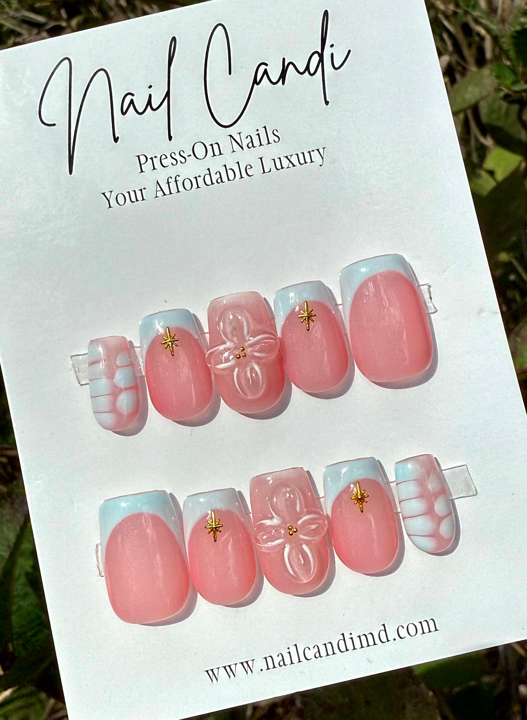 Handmade Medium Square French Croc Accent Nails