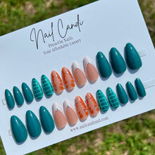 Load image into Gallery viewer, Boulevard | Medium Almond Teal Brown Nails
