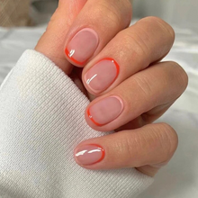 Load image into Gallery viewer, Aruba | Short Nude Orange Outline Nails
