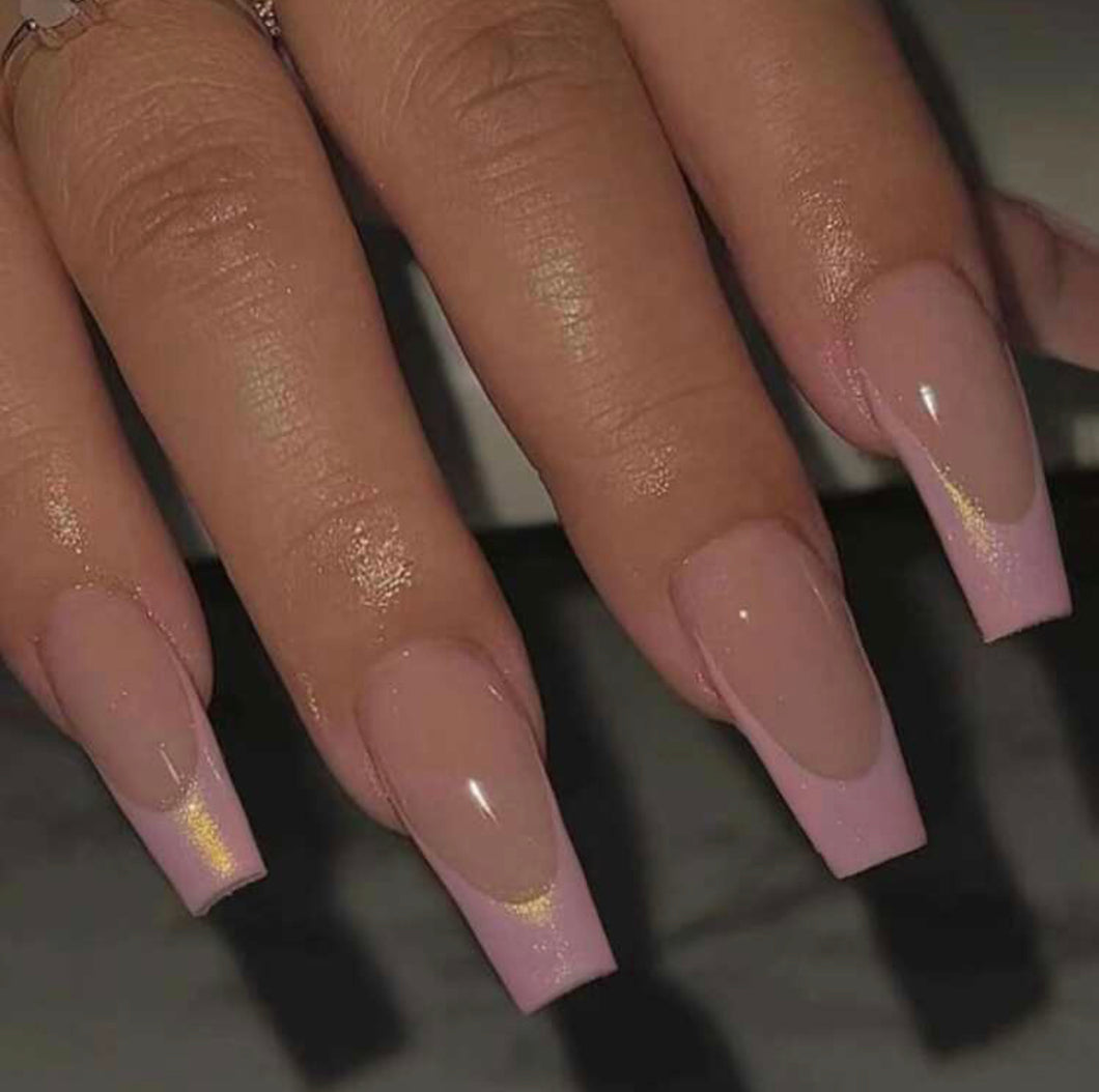 Pink French | Medium Coffin Pink French Nails