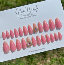 Load image into Gallery viewer, Paris | Almond Pink Rhinestone Nails
