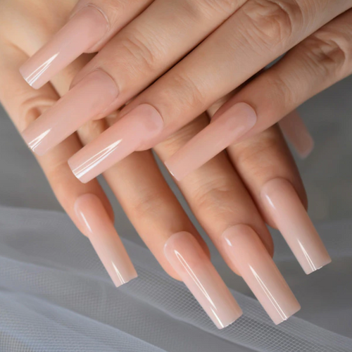 extra long square nude nails, extra long square nude fake nails, nude fake nails, nude press ons, natural press ons, natural fake nails