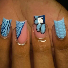 Load image into Gallery viewer, Blue Kaws | Short Square Blue Kaws Inspired Nails
