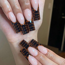 Load image into Gallery viewer, Brown Croc | Extra Long Brown Croc French Nails
