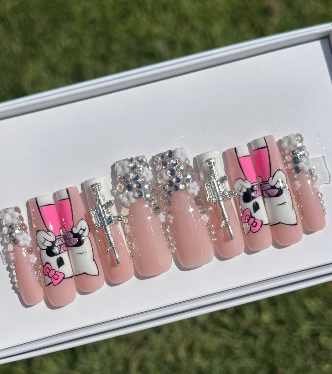 Handmade Gangsta Hello Kitty Nails