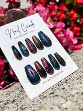 Load image into Gallery viewer, Handmade Long Coffin Aurora Nails | Magnetic Gel Nails
