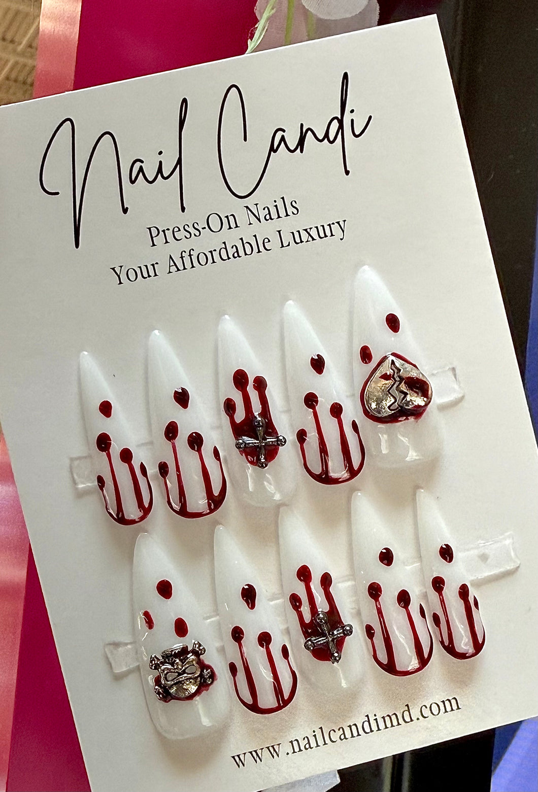 Handmade Long Stiletto Blood Drip Nails