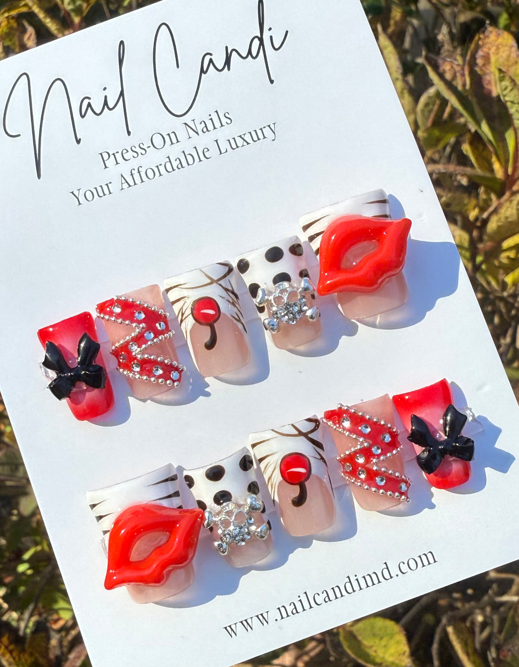 Handmade Red Lip Charm Duck Nails