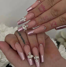 Load image into Gallery viewer, Denali | Long Light Pink Chrome French Nails
