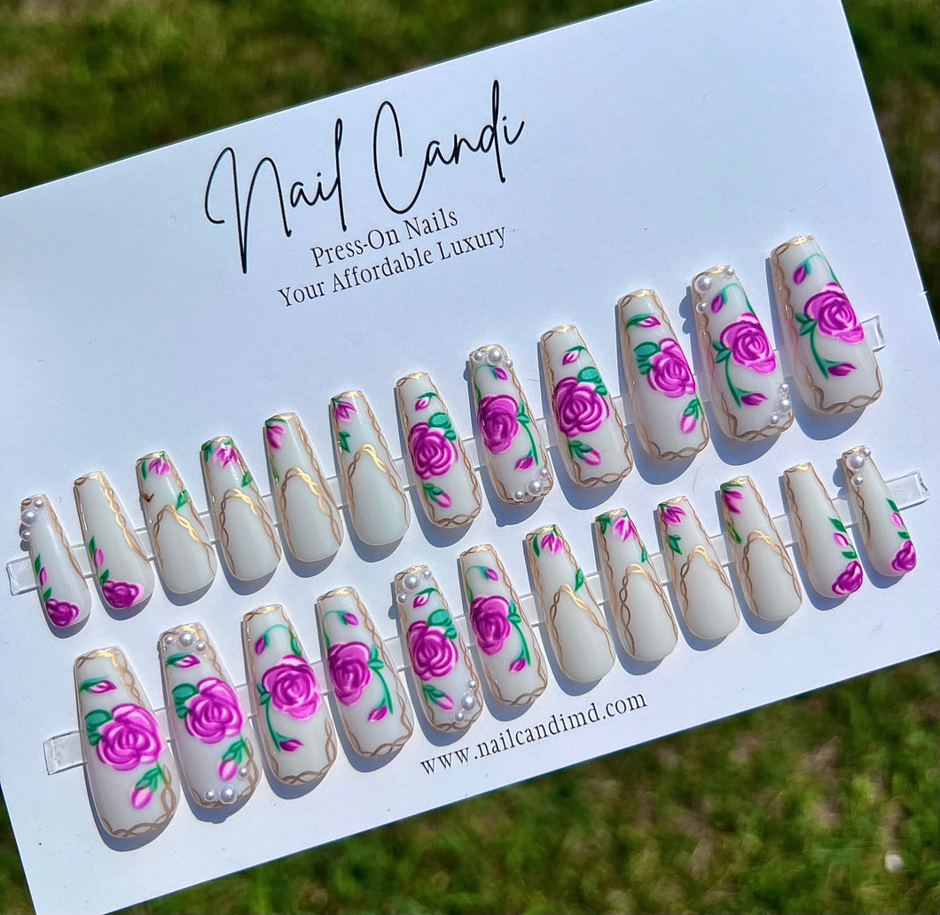 Poppy | Long Coffin Tea Party Nails