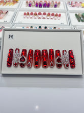 Load image into Gallery viewer, Handmade 1027 | XL Ruby Red Crystal Nails
