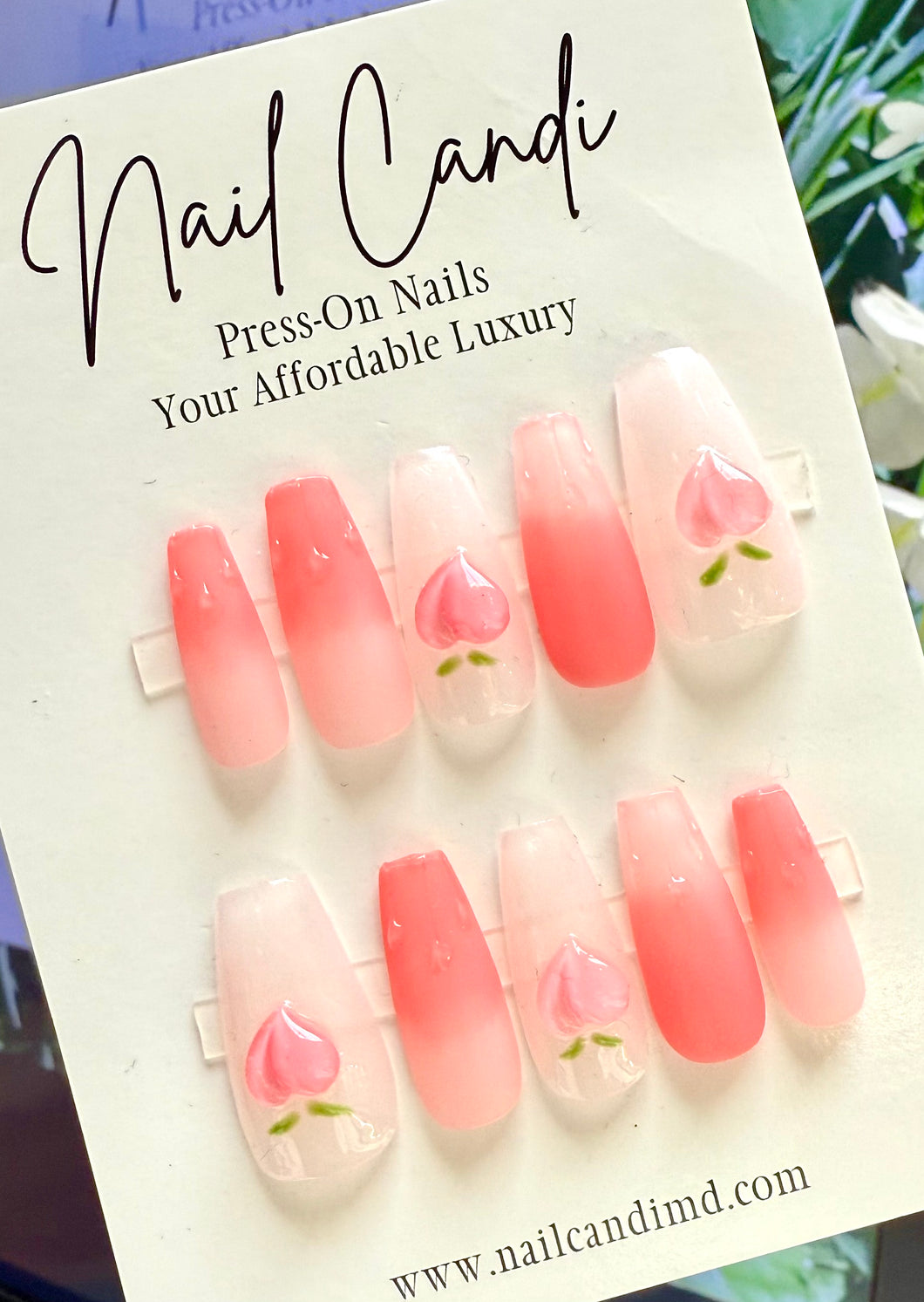 Handmade Matte 3D Peach Nails