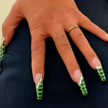 Load image into Gallery viewer, Celeste | Long Green Snake Design Nails
