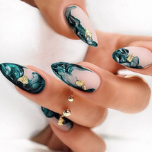 Load image into Gallery viewer, Chariot | Medium Matte Almond Turquoise Nails
