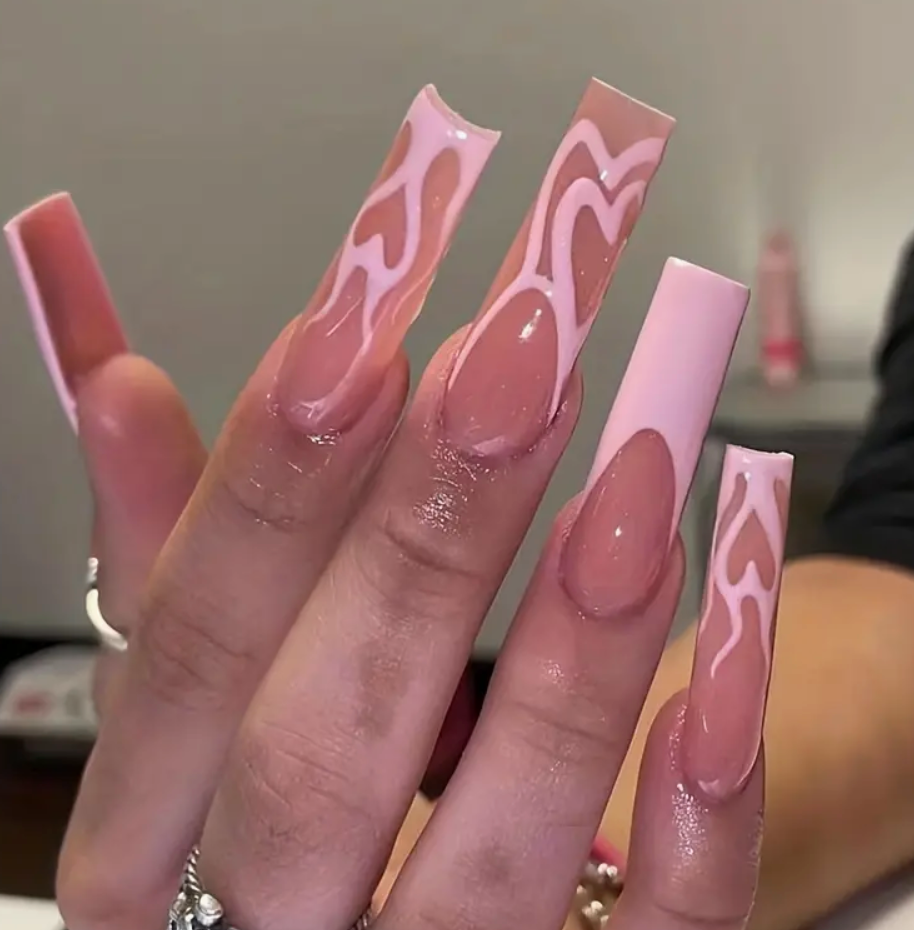 Charlotte | Long Coffin Pink French Nails