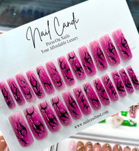 Load image into Gallery viewer, Dagger | Pink &amp; Black Dagger Nails
