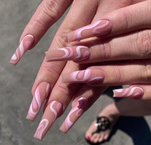 Load image into Gallery viewer, Dizzy | Long Coffin Matte Pink Nails
