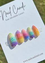 Load image into Gallery viewer, Sketch | Medium Almond Textured Rainbow Nails
