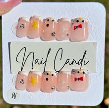 Load image into Gallery viewer, Handmade Short French Hello Kitty Inspired Nails
