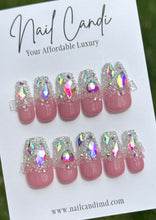 Load image into Gallery viewer, Handmade Medium Coffin Pixie Crystal Nails
