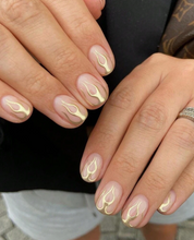 Load image into Gallery viewer, Dawson | Short Sheer Gold Flame Nails
