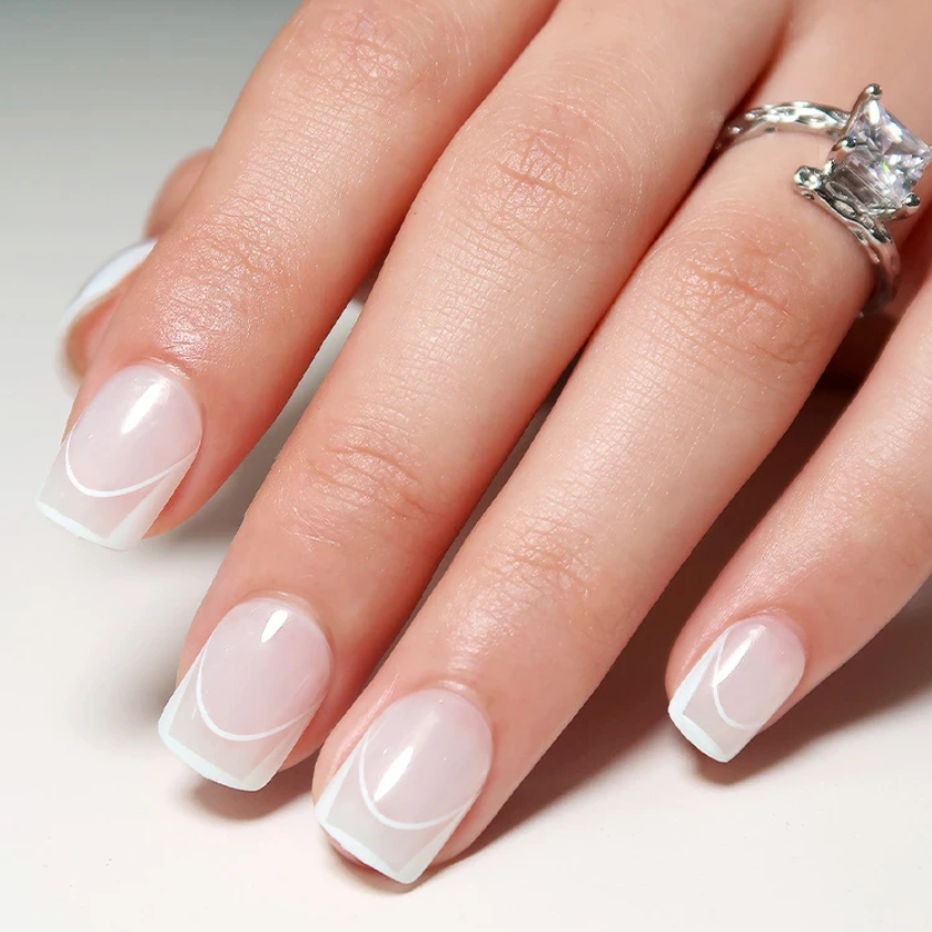 Didi| Short Square French Outline Nails