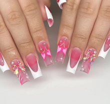 Load image into Gallery viewer, Dream | Long Deep Pink White French Nails
