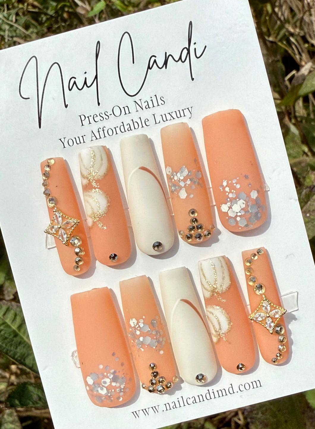 Handmade Extra Long Square Matte Pumpkin Nails