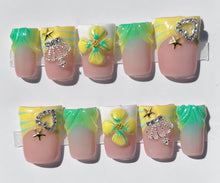 Load image into Gallery viewer, Handmade Yellow &amp; Green Duck Nails
