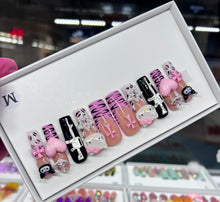 Load image into Gallery viewer, Handmade 1011 | XL Black Pink Y2K Nails
