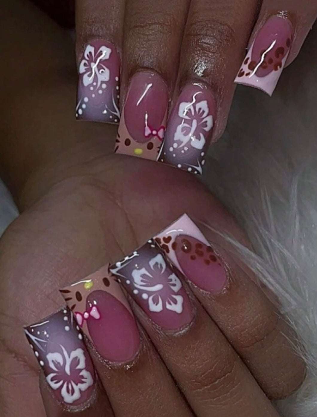 Purrfect | Hello Kitty Hibiscus Flower Nails