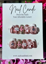 Load image into Gallery viewer, Handmade | Medium Pink Chrome Hello Kitty Nails
