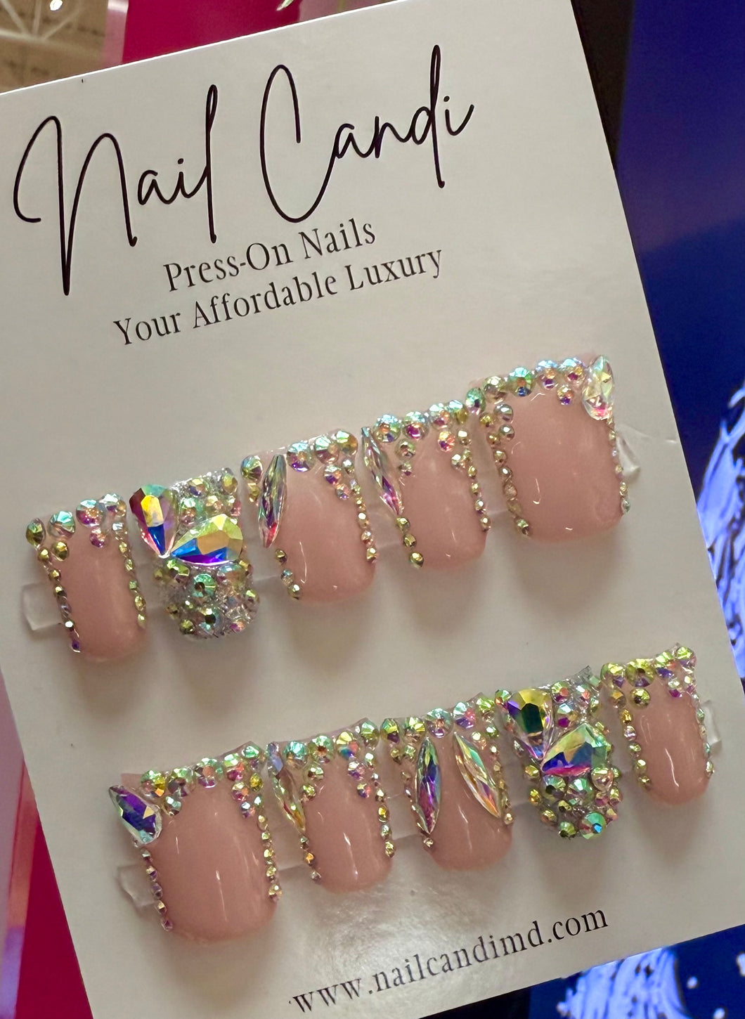 Handmade Accent Nail Crystal French Duck Nails
