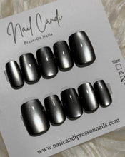 Load image into Gallery viewer, Semi-Handmade Smoke Gray Cateye Nails

