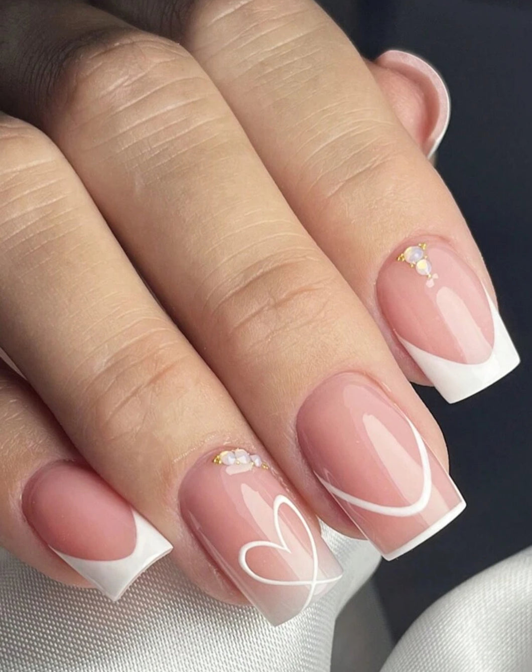 Posh | Long Coffin White Outline Nails