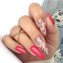 Load image into Gallery viewer, Eden | Pink Almond Flower Nails
