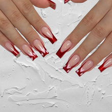 Load image into Gallery viewer, Entrapment | Medium Red French Pink Heart Nails
