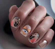 Load image into Gallery viewer, Cree | Short Nude Gold Orange Nails
