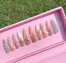 Load image into Gallery viewer, Handmade Long Stiletto Elegant Wedding Nails 3D Nails
