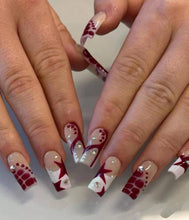 Load image into Gallery viewer, Copenhagen | Long Square Brown White Star Nails
