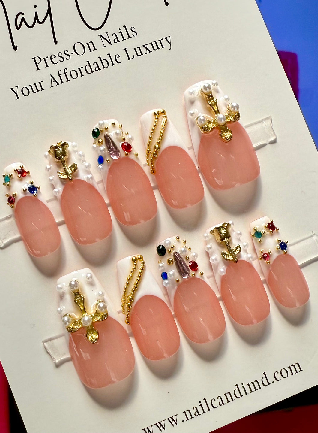 Handmade Medium Cross Charm Gem Nails